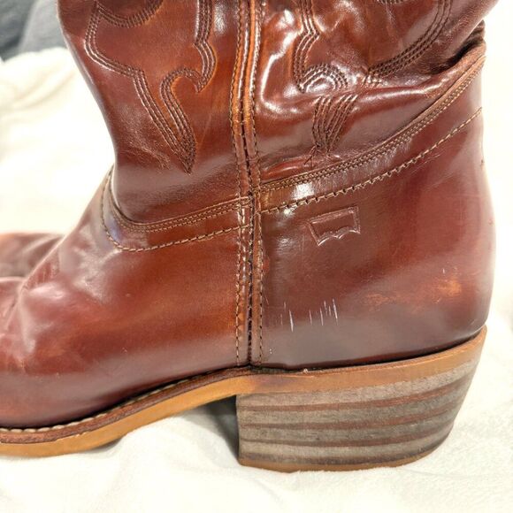 VTG Levi's Orange Tab Leather Cowboy Boots Men's 10 Country Western Texas Farm - Picture 4 of 16